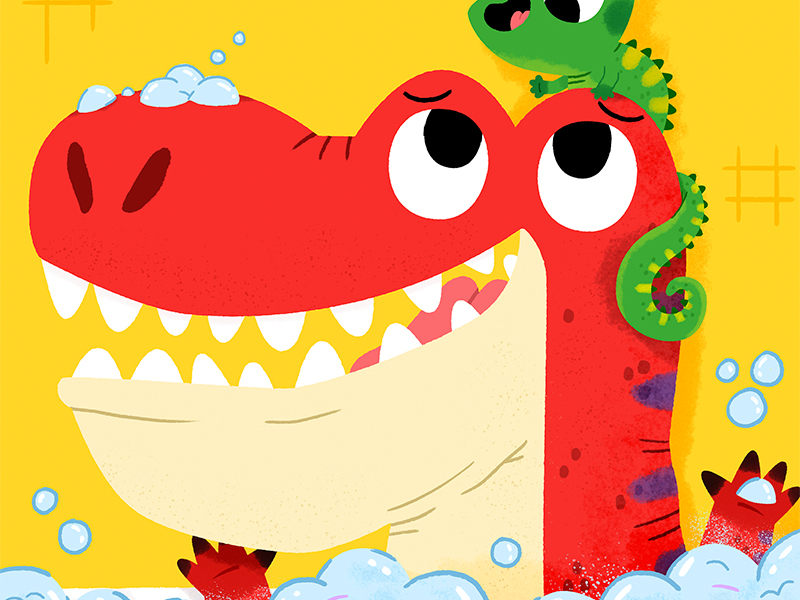 Rexs bathtime  animals cute drawing fun illustration illustrator kids.jpg