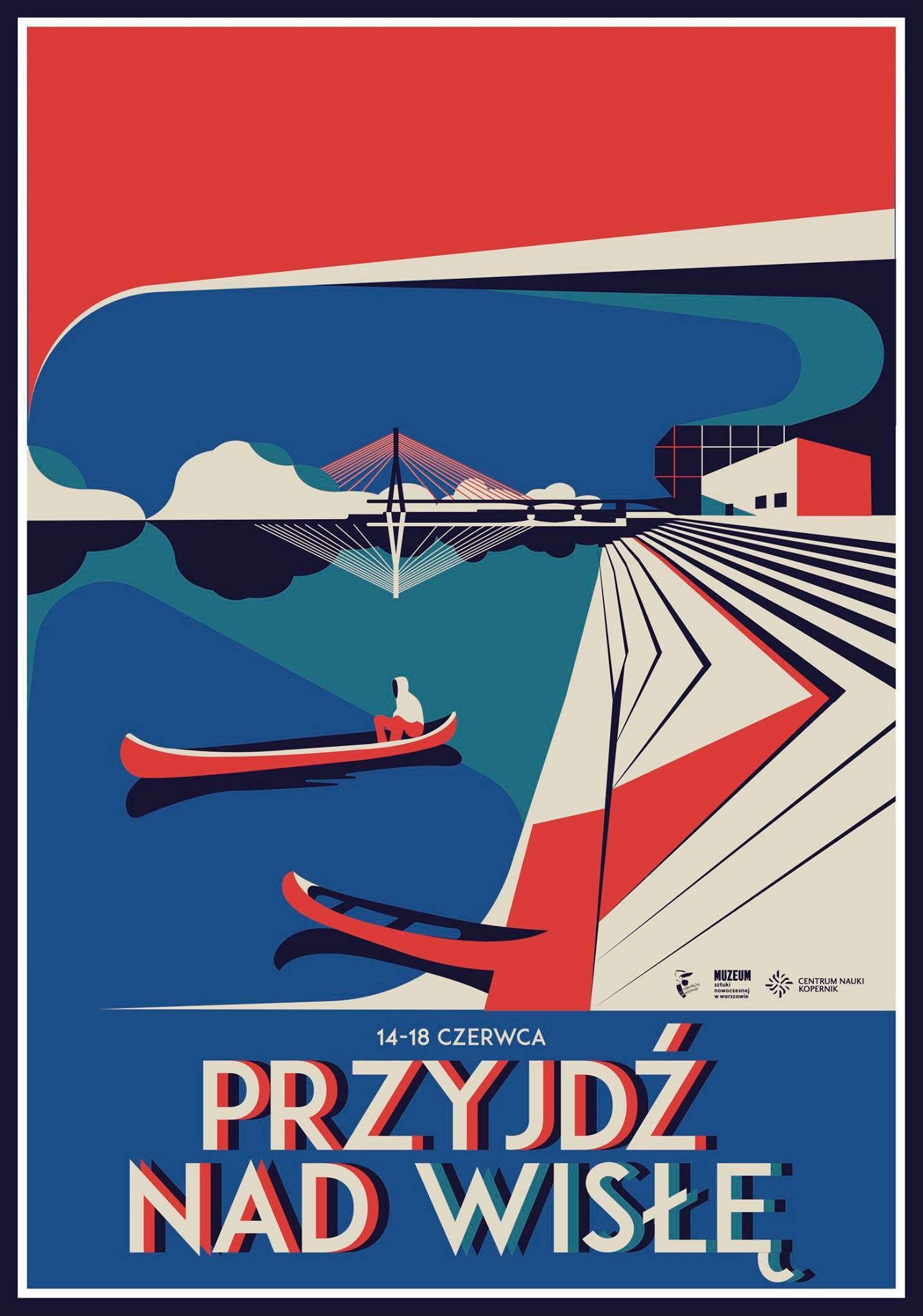 warszawa warsaw Vistula River Wisła plakat retro futuro bulwary red bl.jpg
