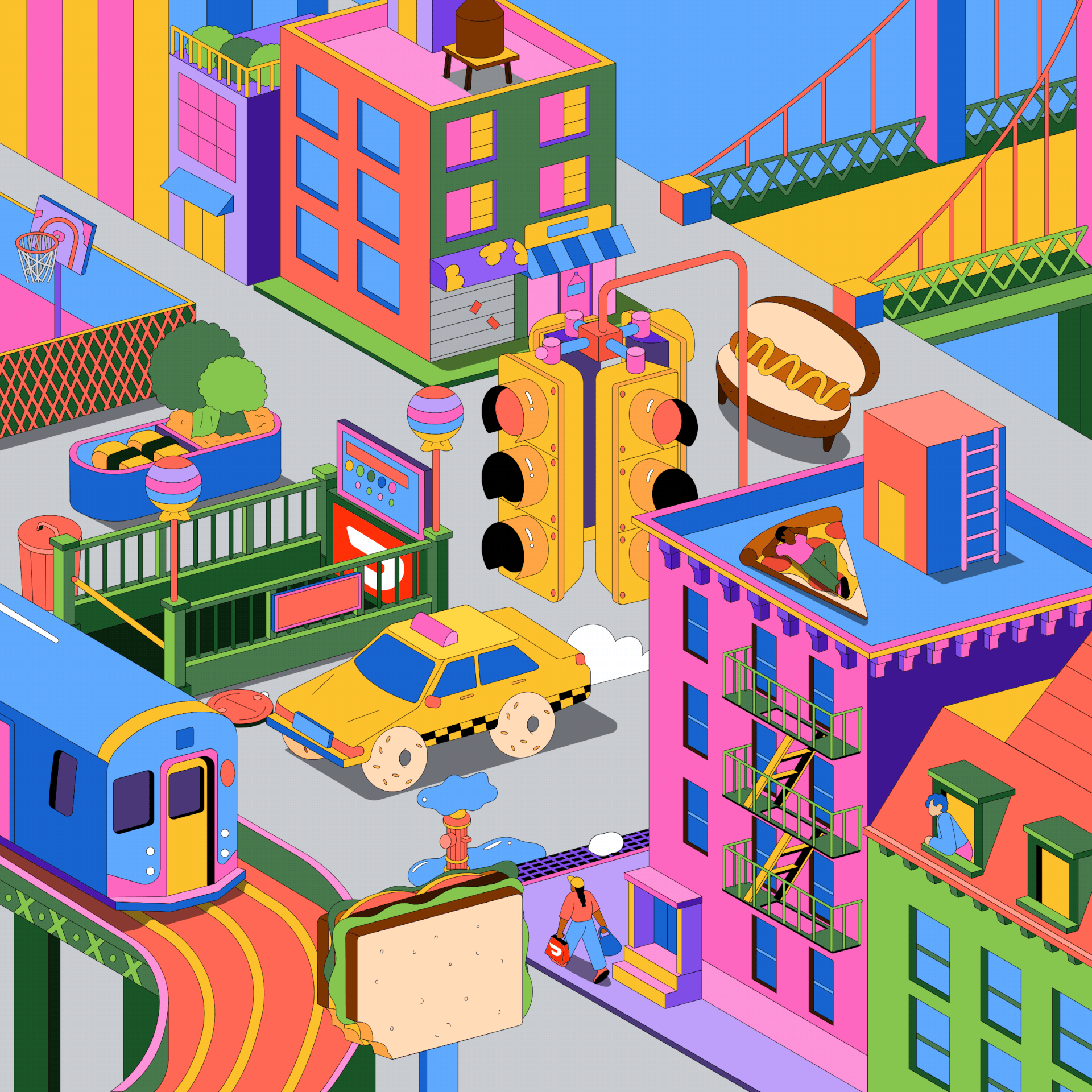 animation  city DoorDash Food  newyork.gif