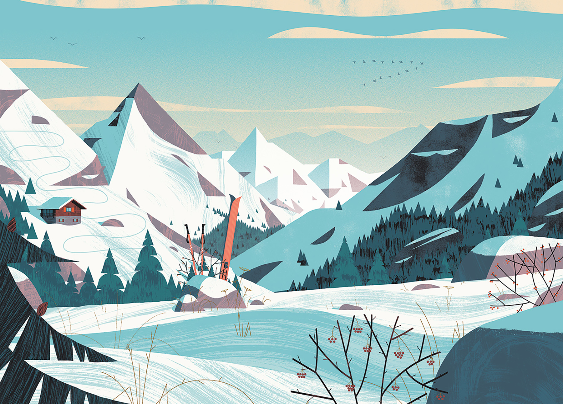 cabin moutain pine Ski snow stationnery subscription box winter.jpg