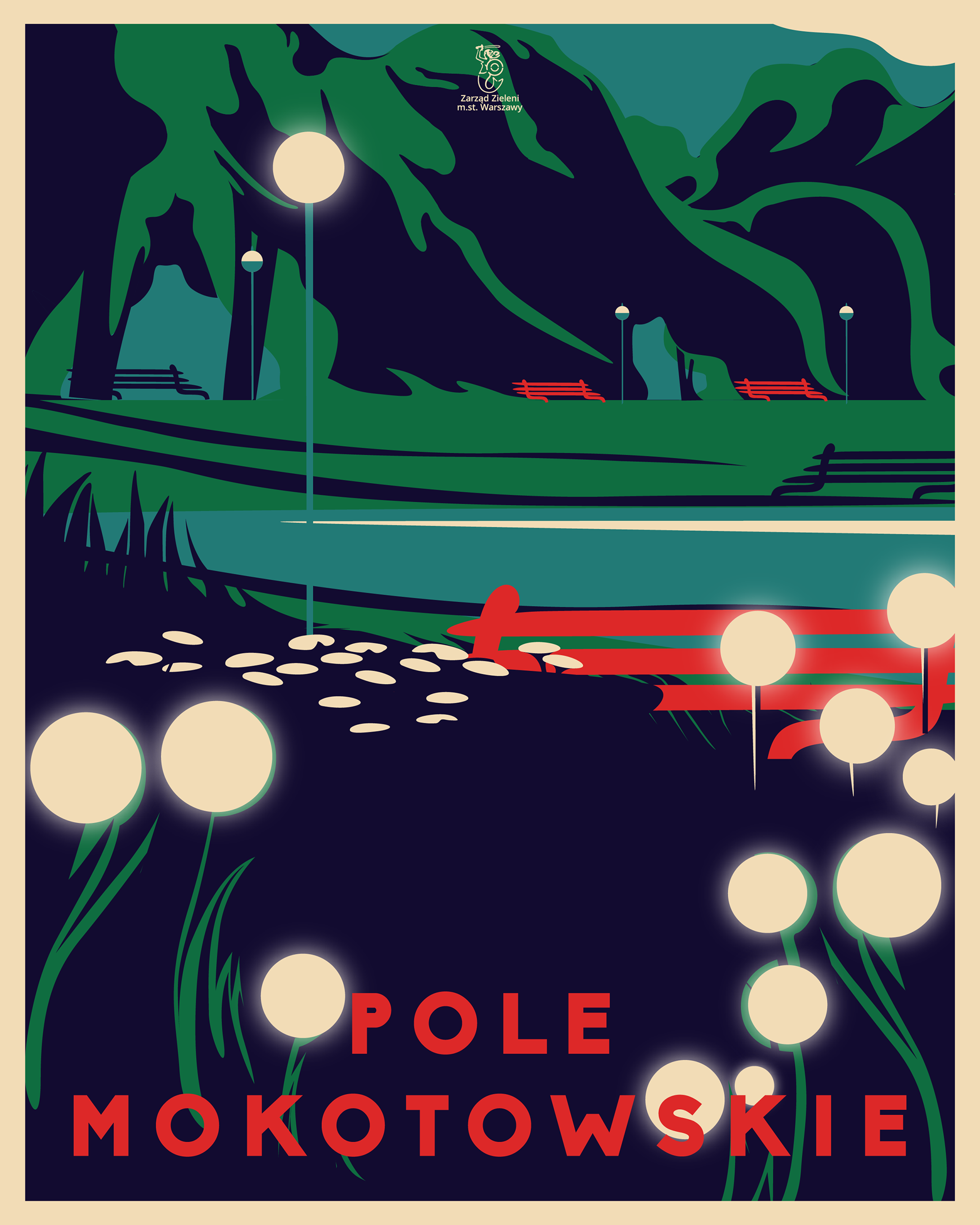 blue red white green Landscape Nature parks warsaw Warsaw Poster (7).png