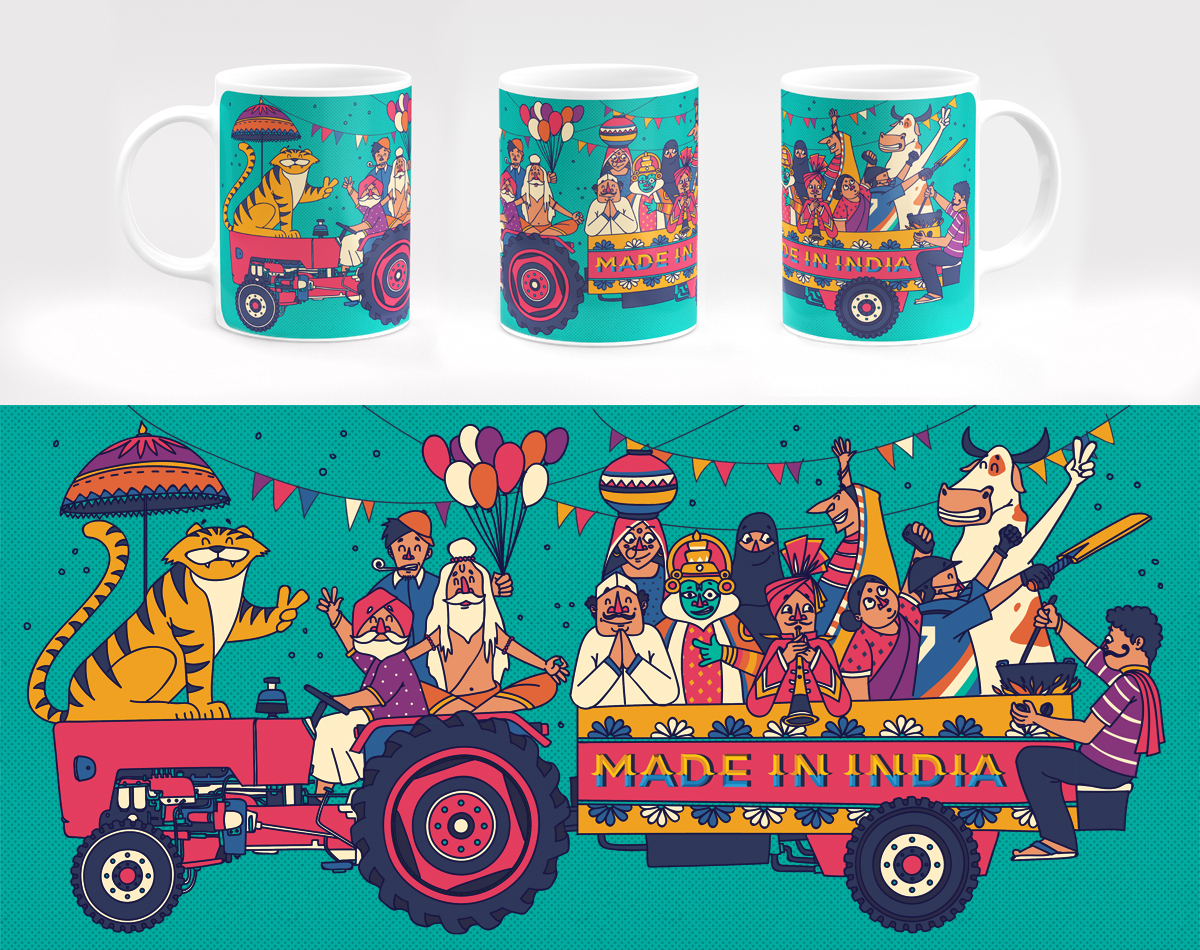 India Taj Mahal Rickshaw kathakali pattern culture cow indian tiger IL (2).jpg