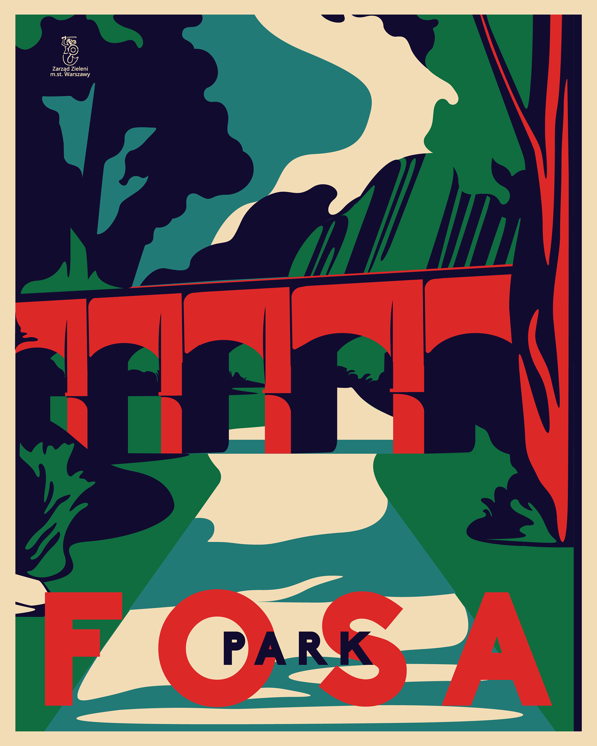 blue red white green Landscape Nature parks warsaw Warsaw Poster (5).png