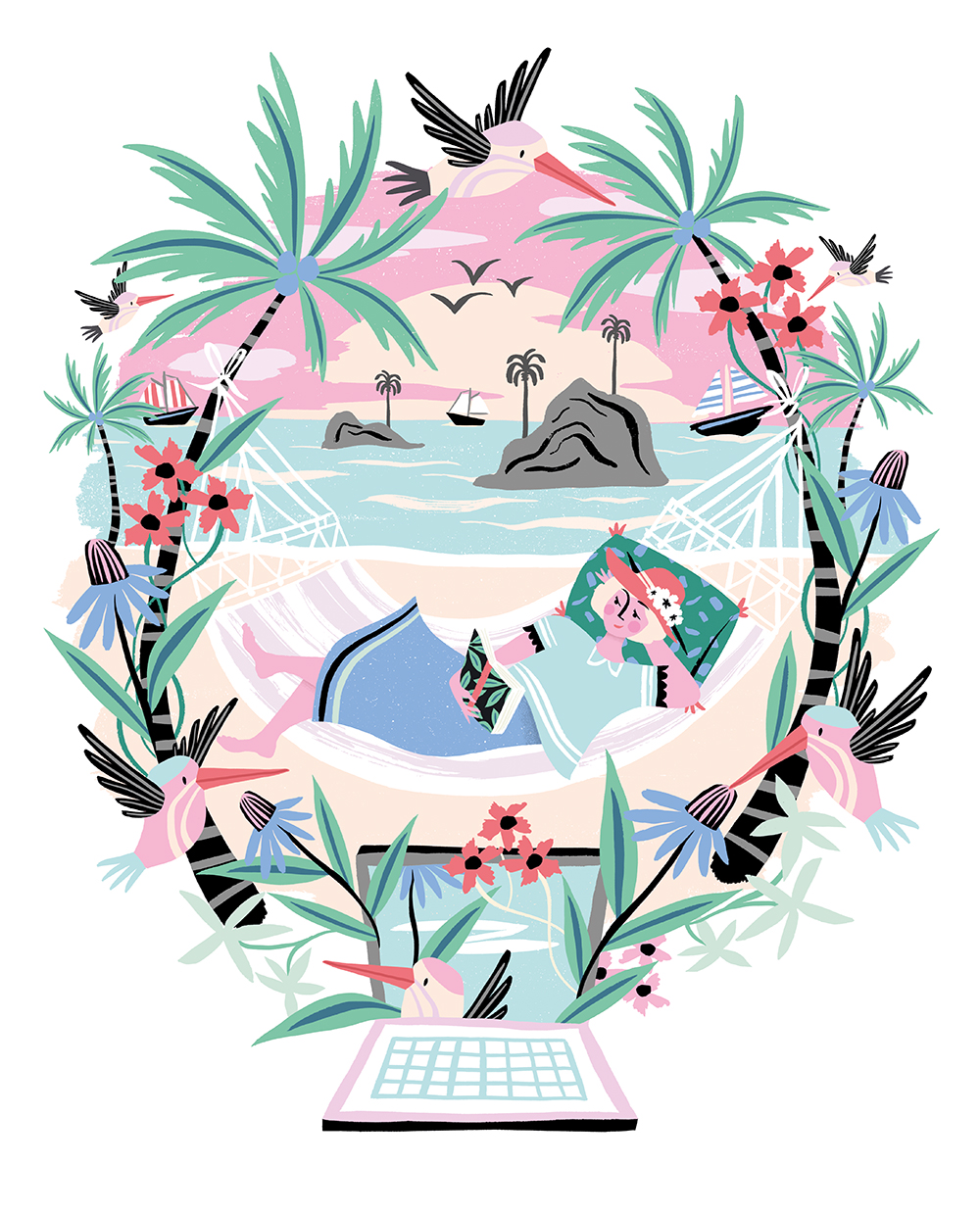 Flow Magazine tropical illustration women cute Tropical artist magazin (5).jpg