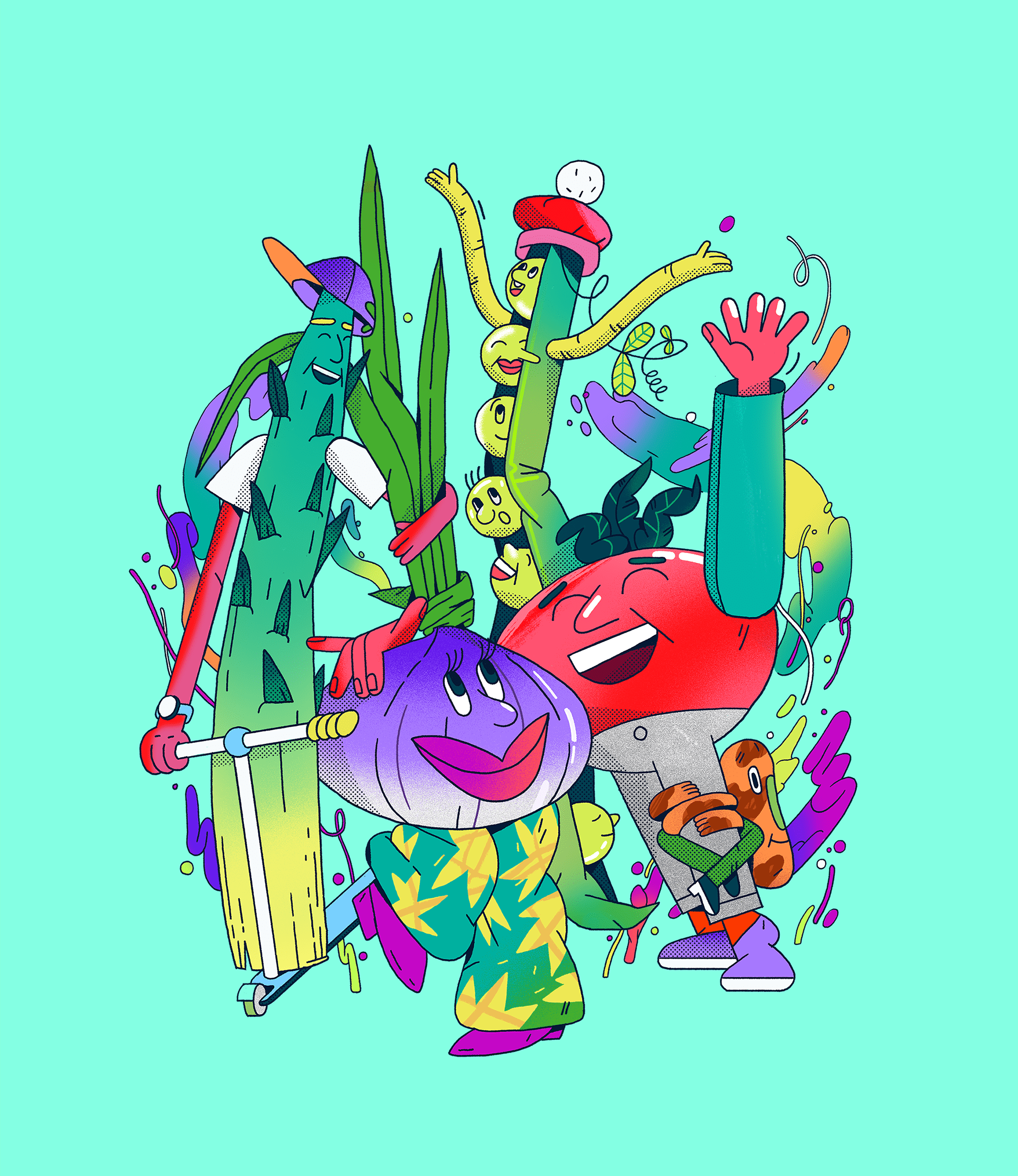 Character design  collage cooking diet Fruit Health ILLUSTRATION  stre (2).png