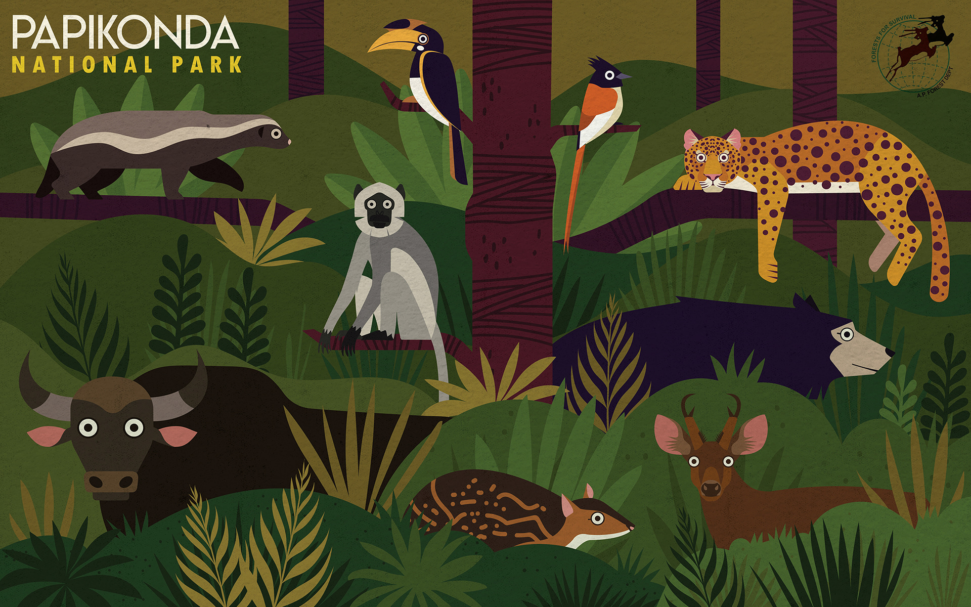 wildlife India forest sanctuary vector vectorart animal bird art fauna.jpg