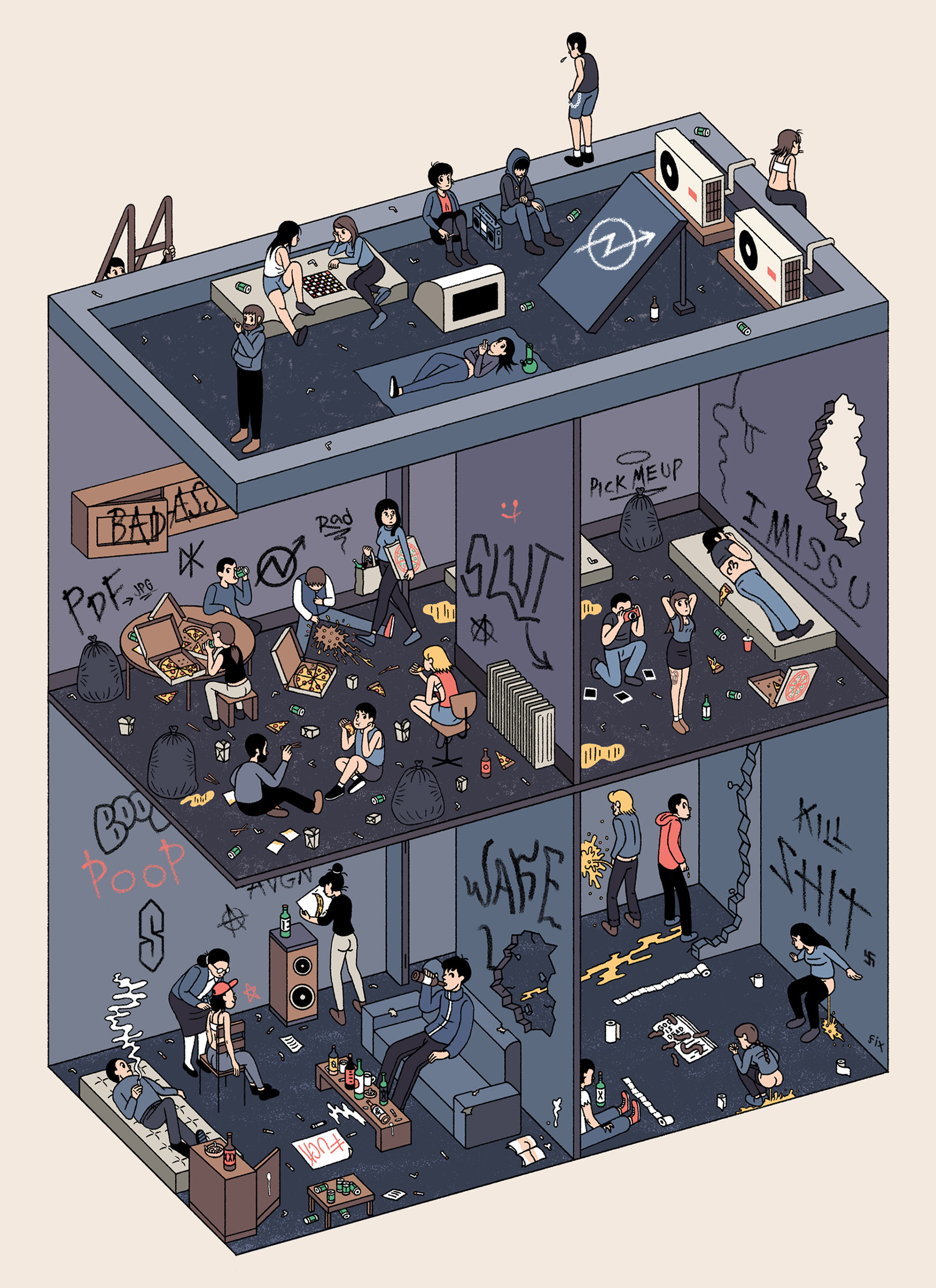 digitalart characterdesign ILLUSTRATION  building Isometric punk squat.jpg