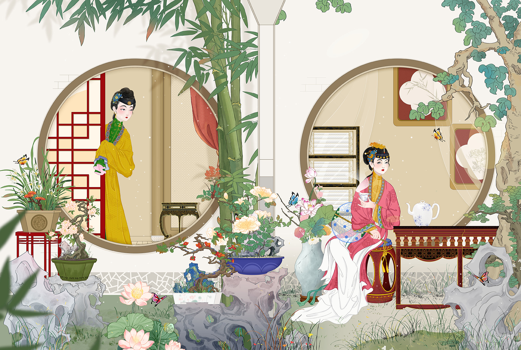 悠闲的女子平面图案venmen - 原创作品 - 站酷 ZCOOL.jpg