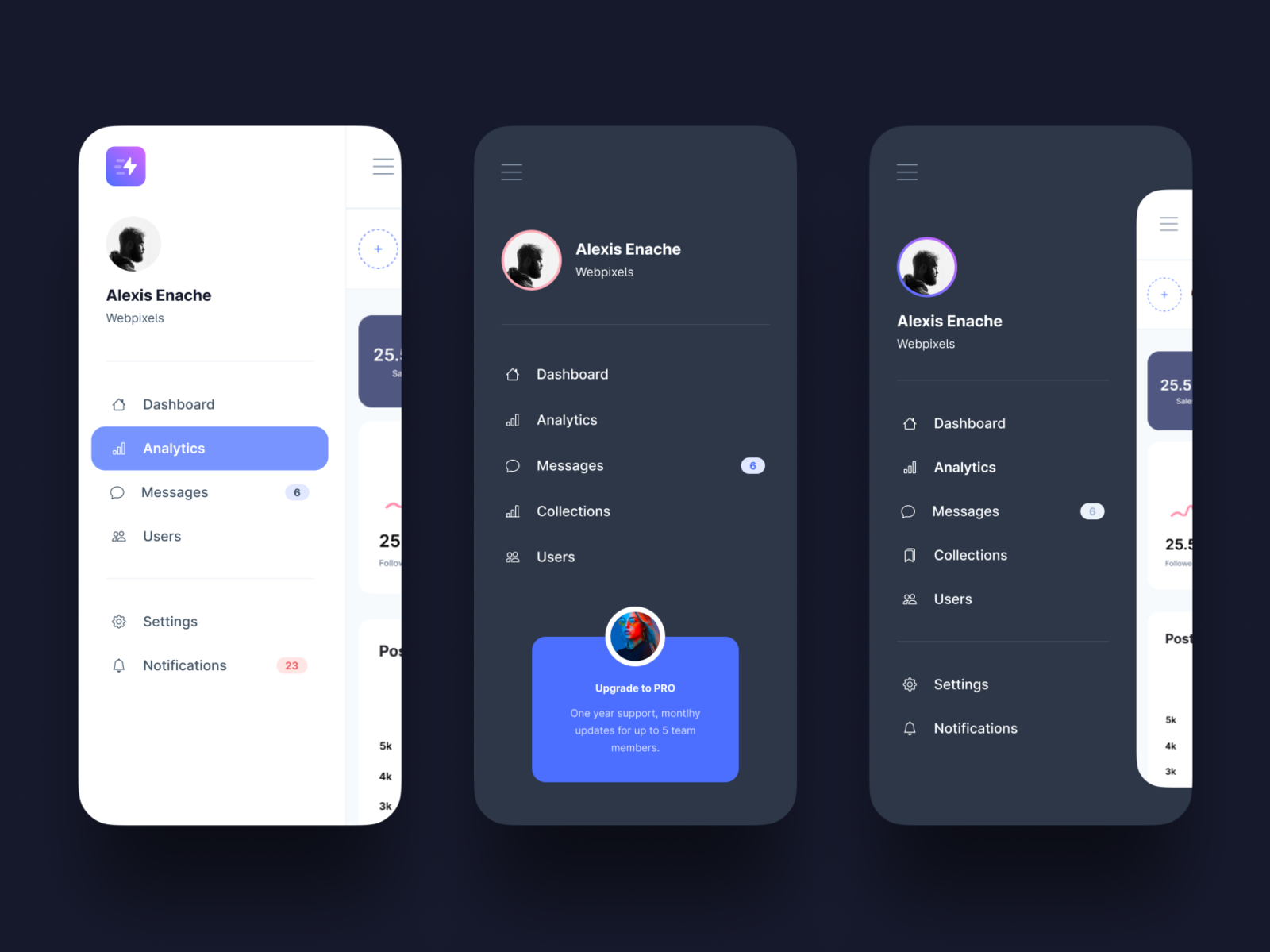 社区人工归类网页 Mobile Navigation - Clever Dashboard UI Kit ui user interface modern c.png