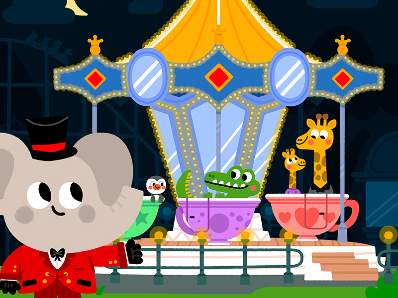 Carousel of light animals cute drawing fun illustration illustrator ki.jpg
