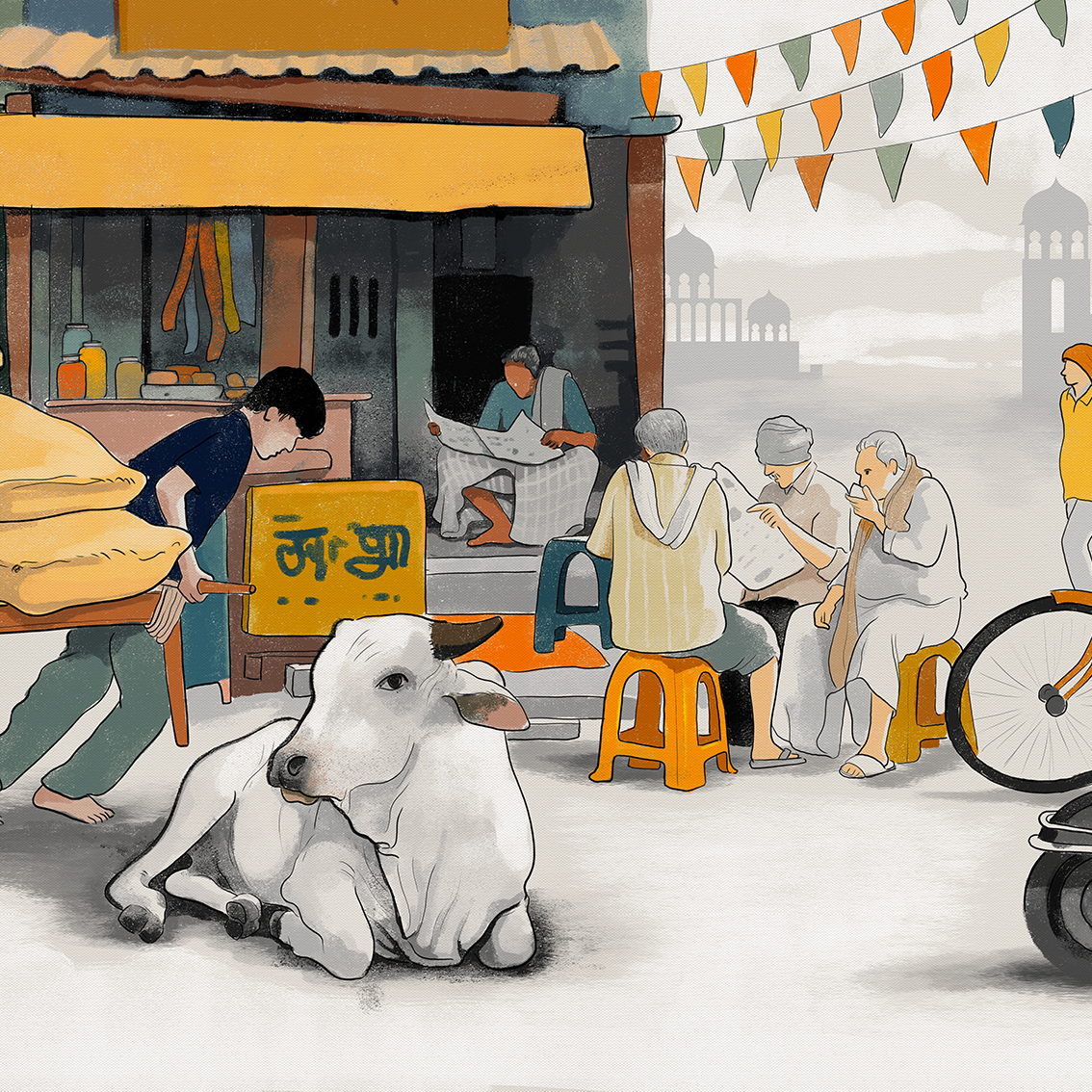 artist fine art ILLUSTRATION  indian painting   people Street Street A (6).jpg