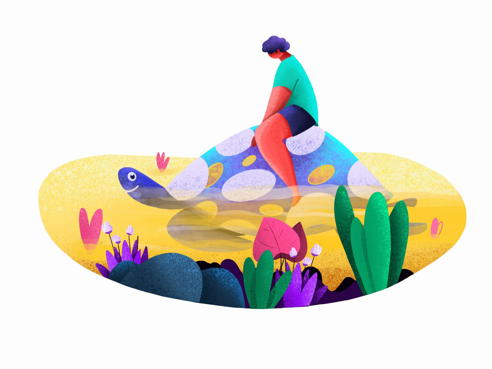 illustrations Character design  girl women tortoise Flowers Plant bird (5).jpg