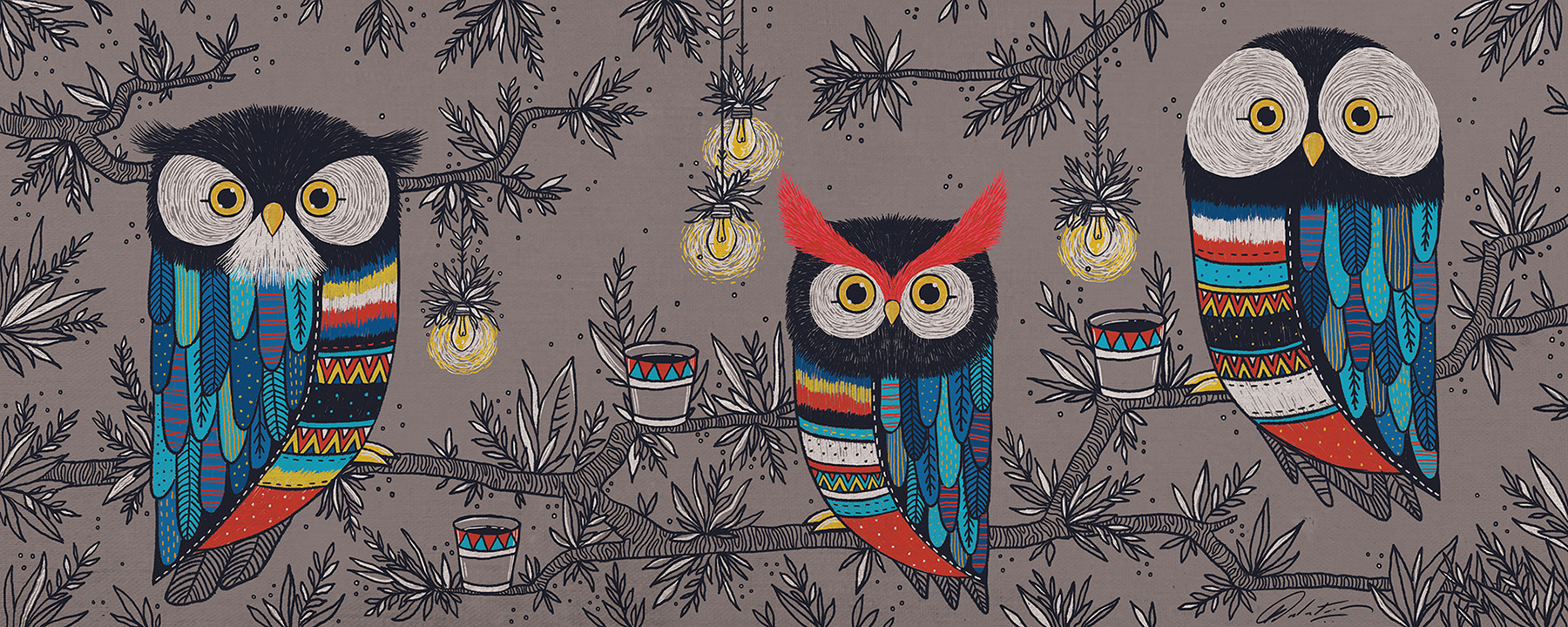 Interior architecture cafe owl wallart PUNE furniture India ILLUSTRATI (2).jpg