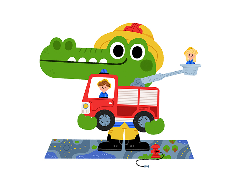 Fireman Croc animals cute drawing fun illustration illustrator kids ki.jpg