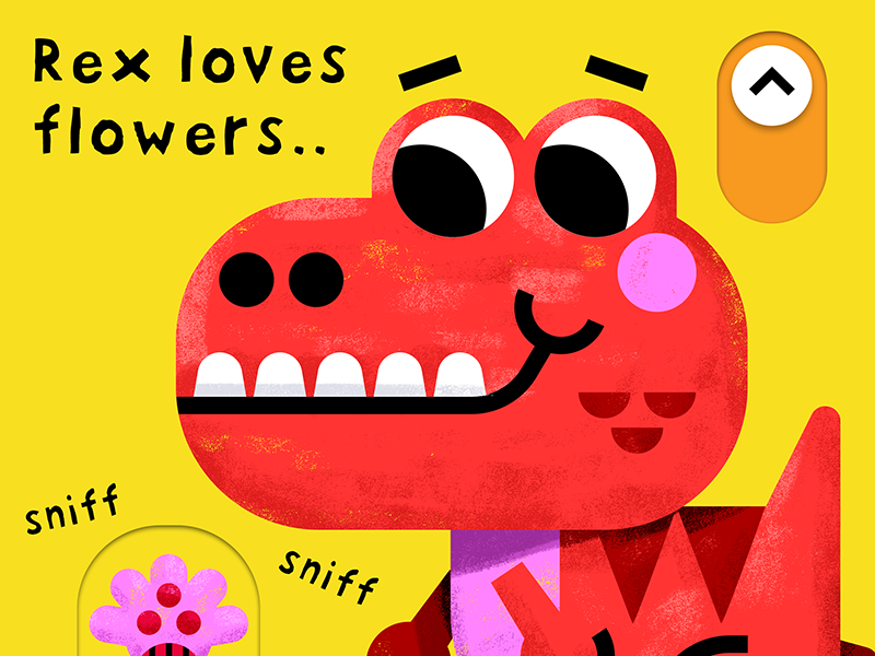 Rex art bright cute dino dinosaur flower flowers illustration illustra.png