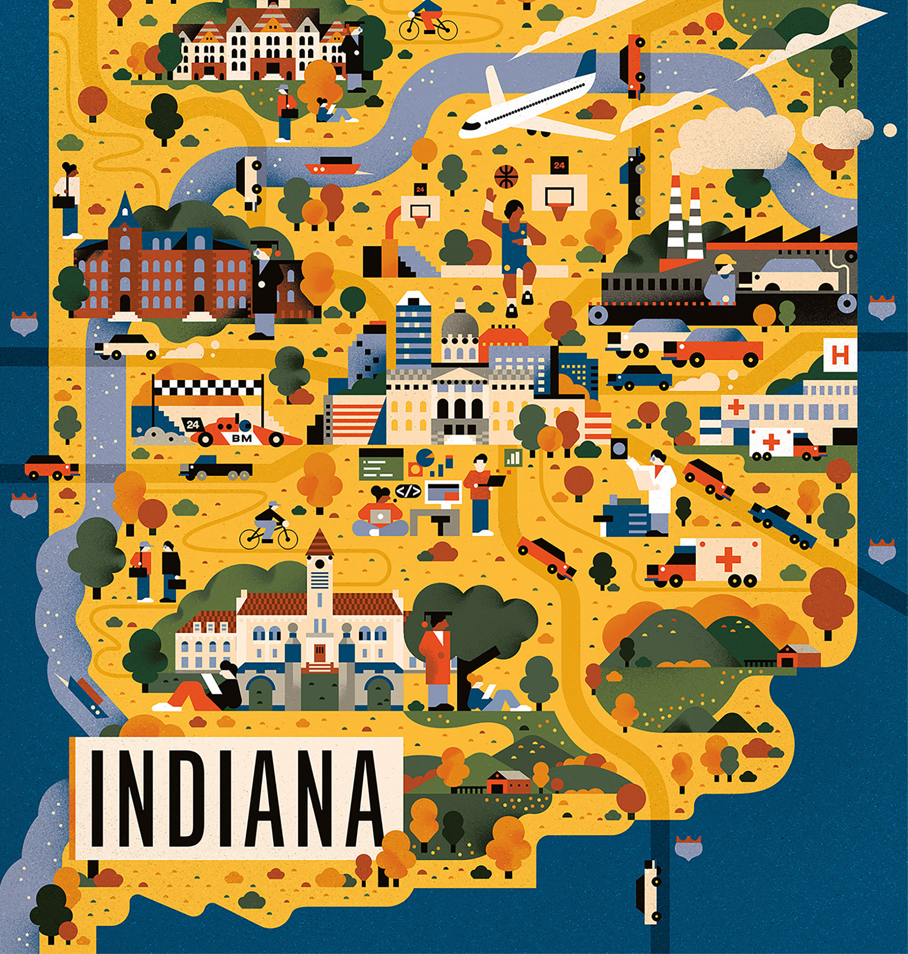 Cities cityscape illustrated map Landmark Landscape map (6).jpg