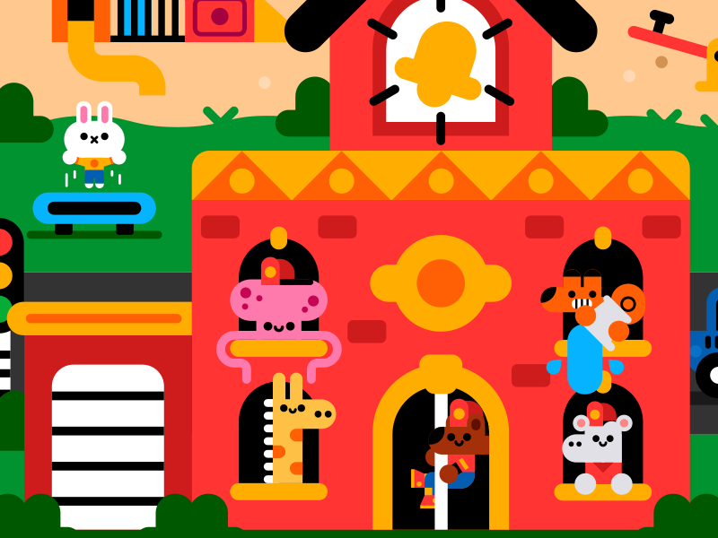 Firefighters assemble  animals cute fire firefighters illustration ill.png