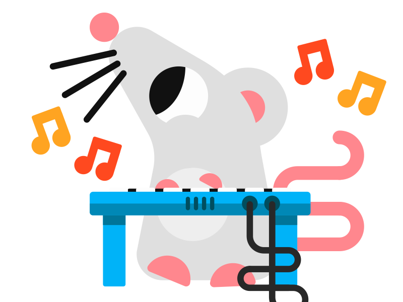 Musical mouse character cute illustration keyboard mouse music vector.png