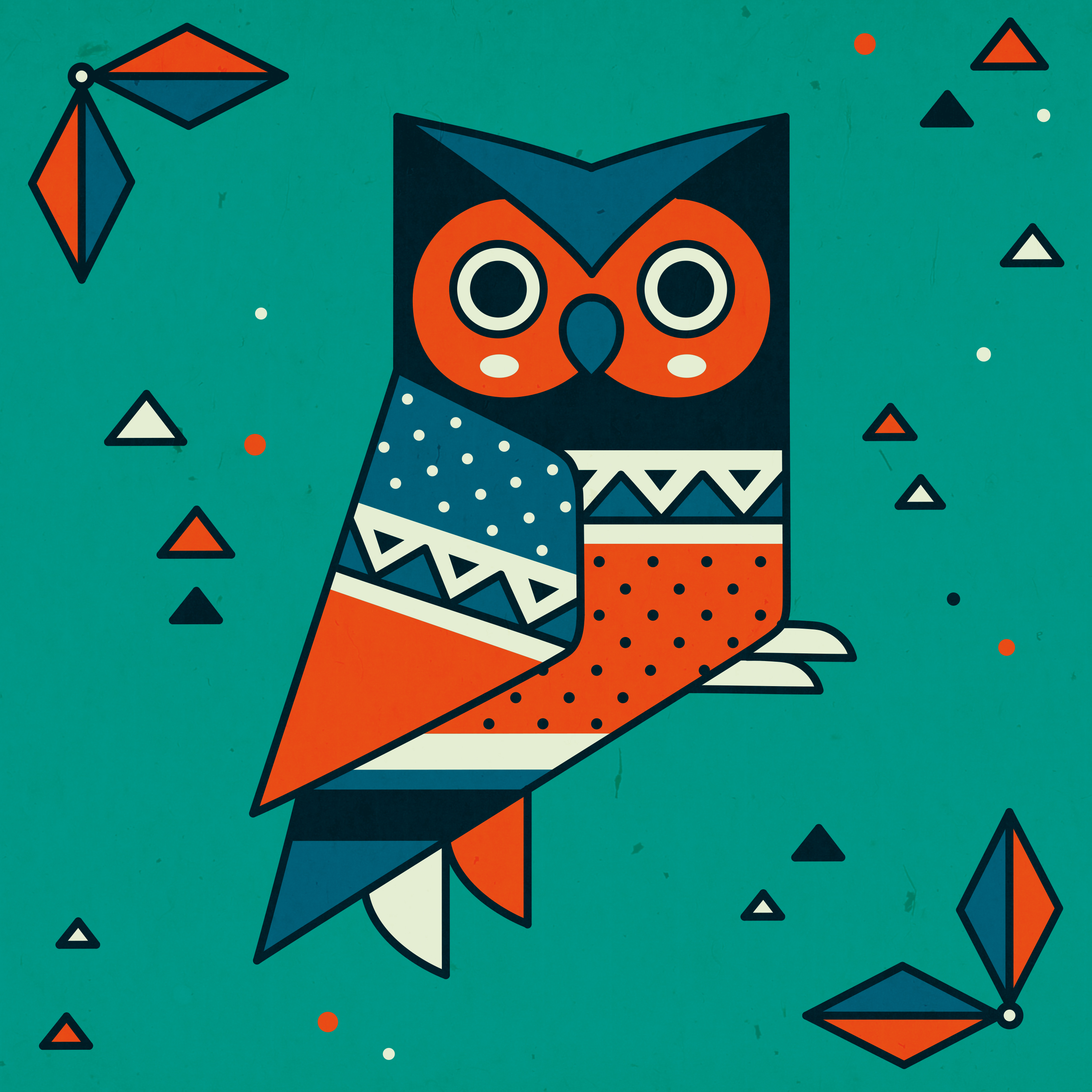 owl geometry design pattern blue orange vintage nocturnal bird color v (2).jpg