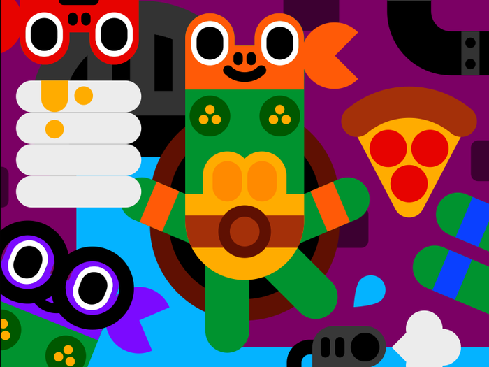 Pizza time! cute donatello illustration leonardo michelangelo new york.png