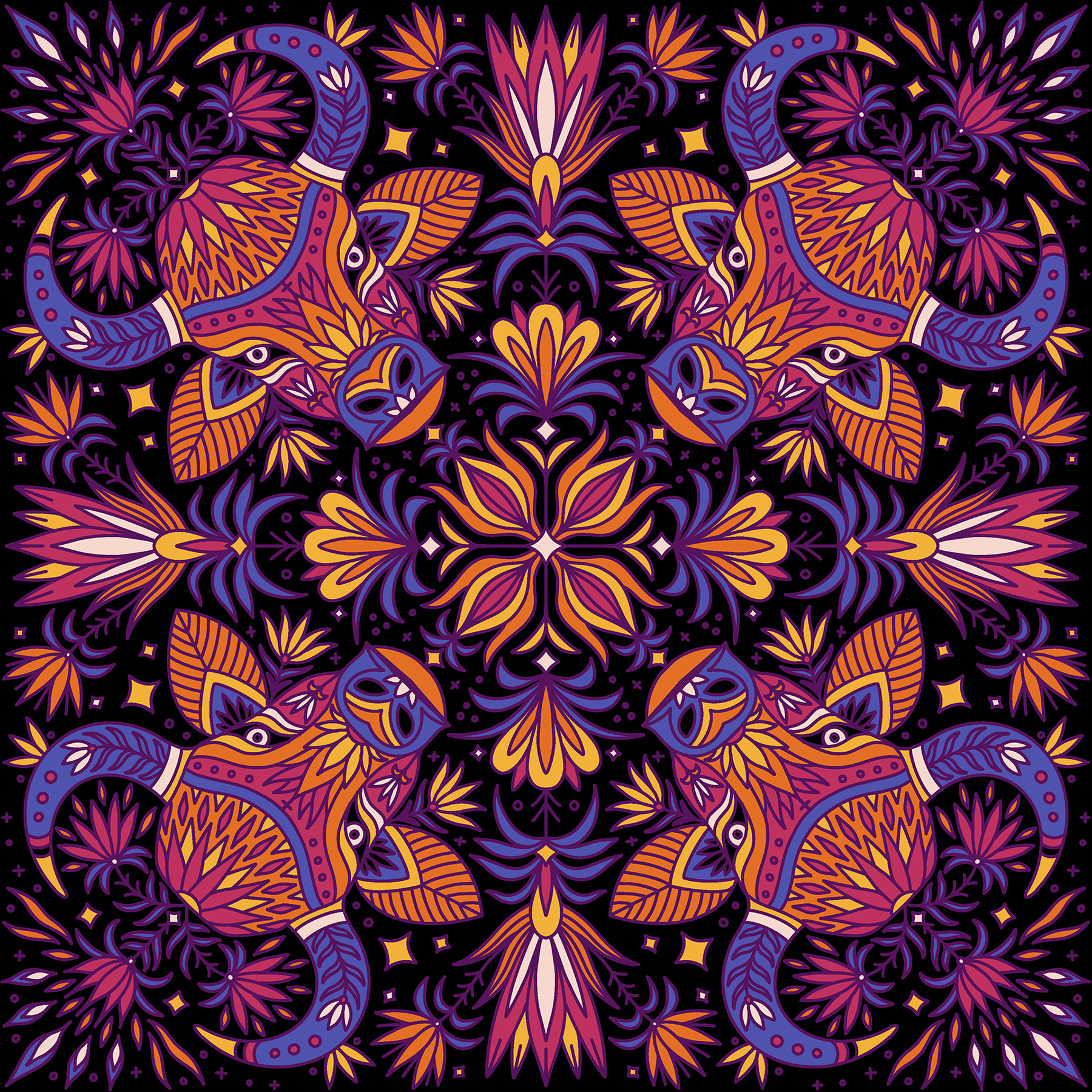 animals endangered Indian art lion pattern design  tiger Vector Illust (11).jpg