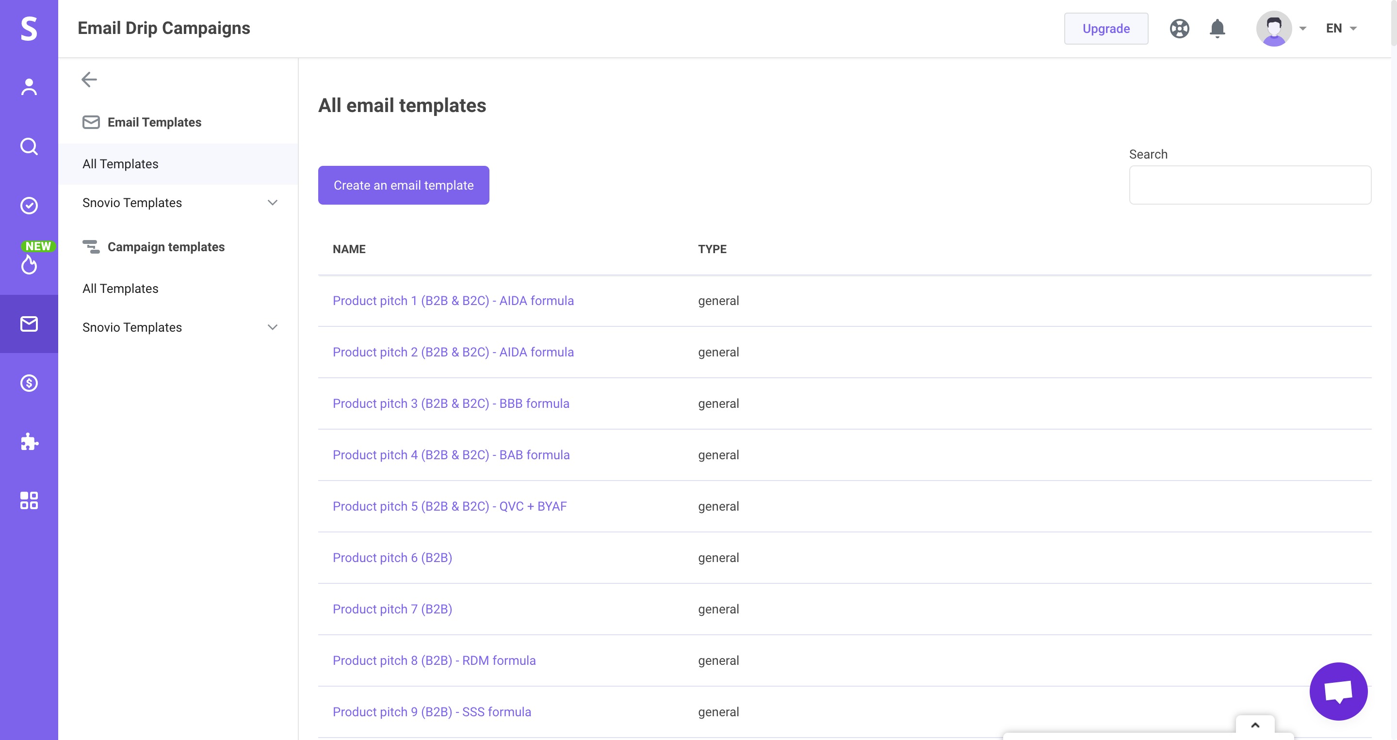Email Drip 邮件模板列表