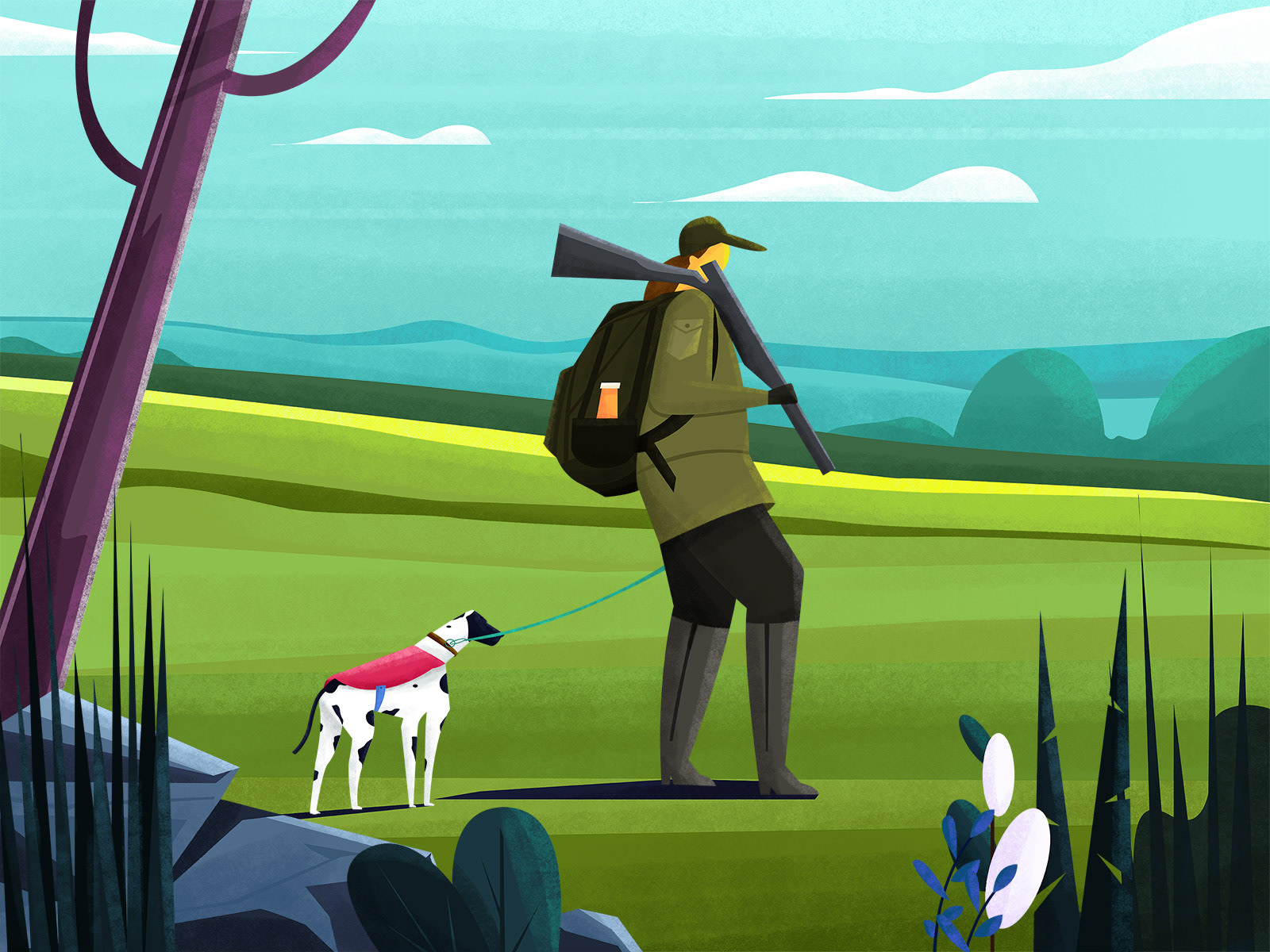Nature Character design  ILLUSTRATION  dog human women SKY Flowers Cat.jpg