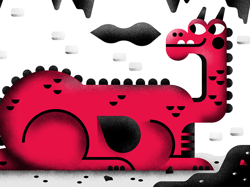 Bright red black book dragon fire gems illustration illustrator kids r.png