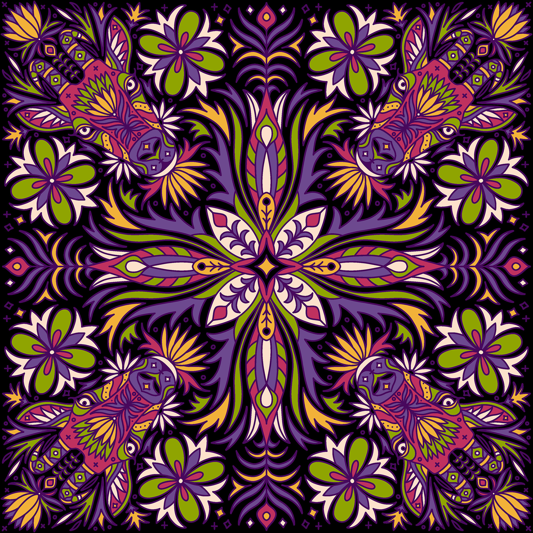 animals endangered Indian art lion pattern design  tiger Vector Illust (21).jpg