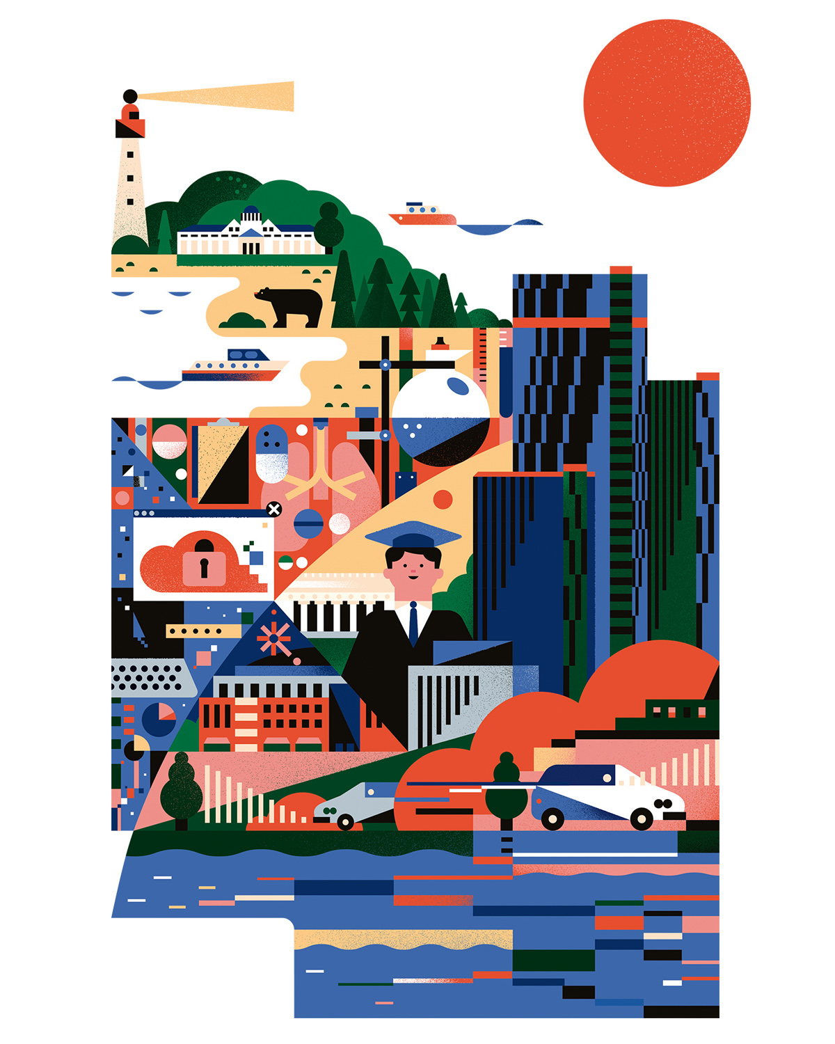 Cities cityscape illustrated map Landmark Landscape map.jpg