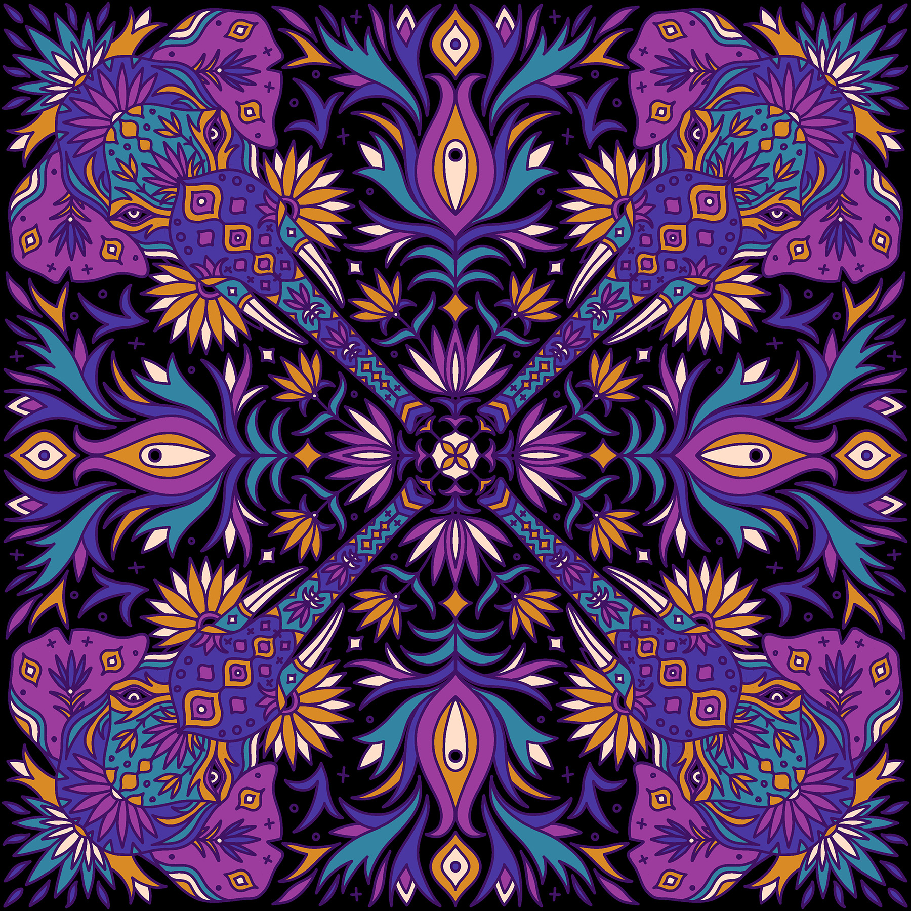 animals endangered Indian art lion pattern design  tiger Vector Illust (17).jpg