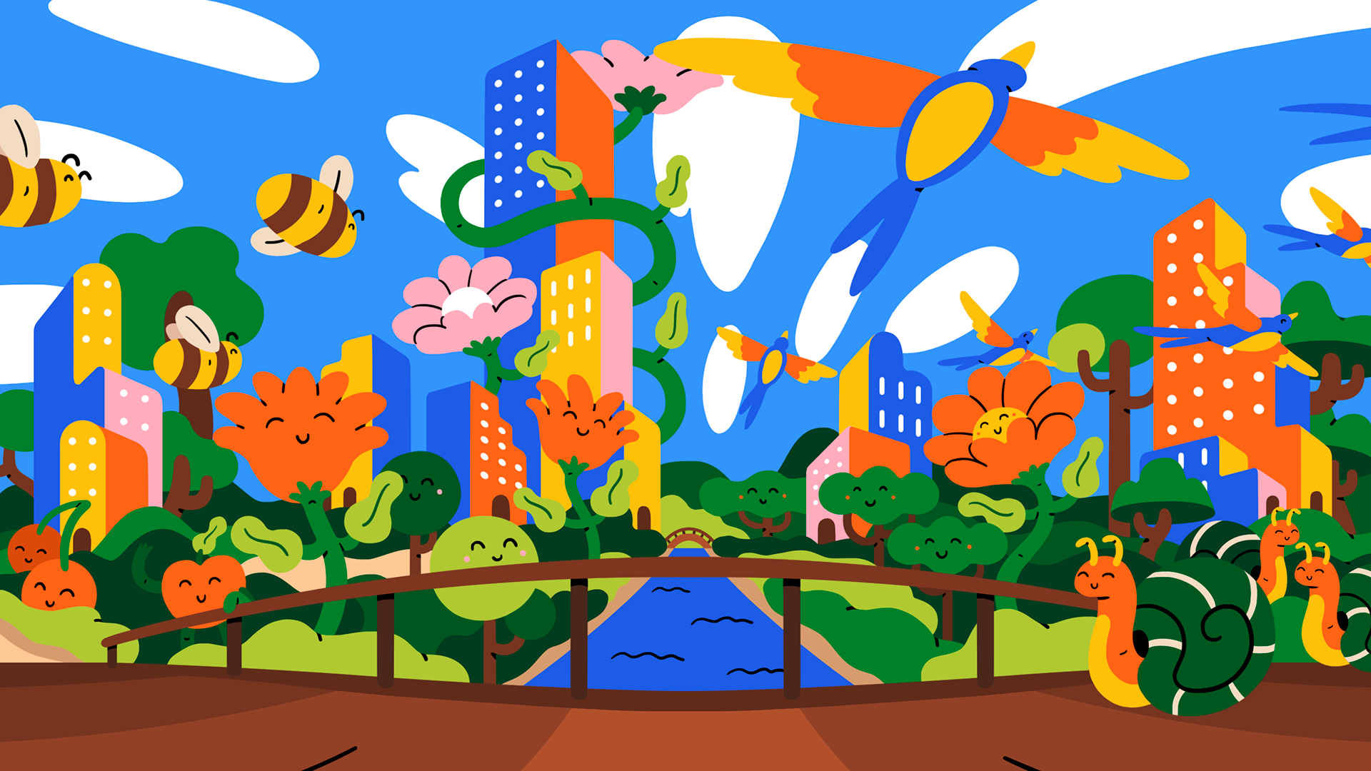 bee birds earth flower Nature Sun Tree (2).png
