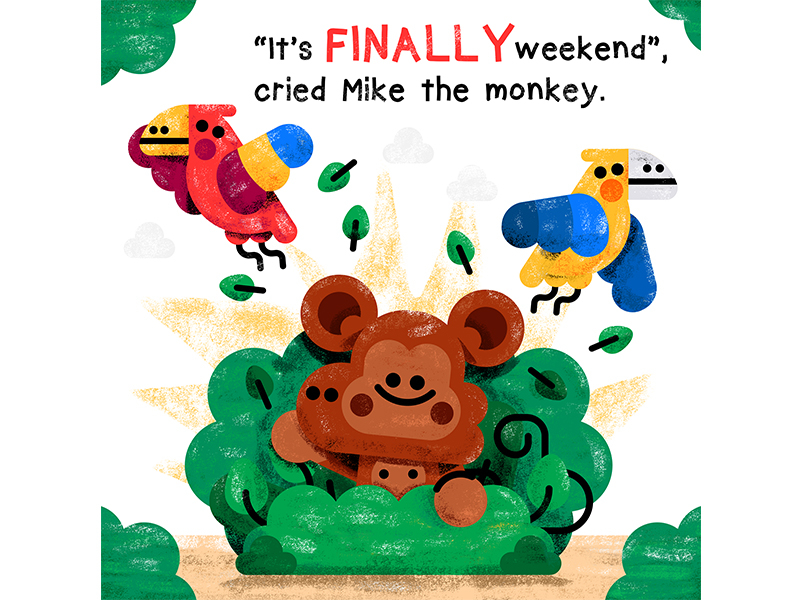 Monkey Friday animals birds friday friends illustration illustrator ki.jpg