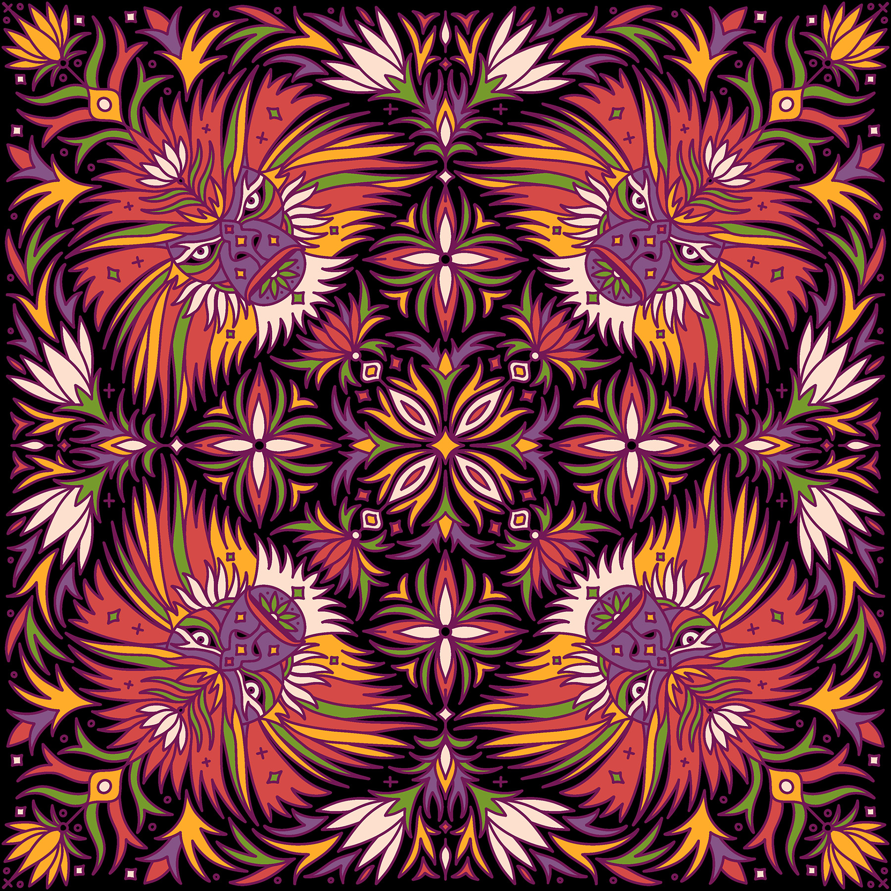 animals endangered Indian art lion pattern design  tiger Vector Illust (24).jpg