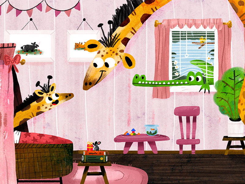 A pink birthday book colour commute cute draw drawing fun giraffe illu.jpg