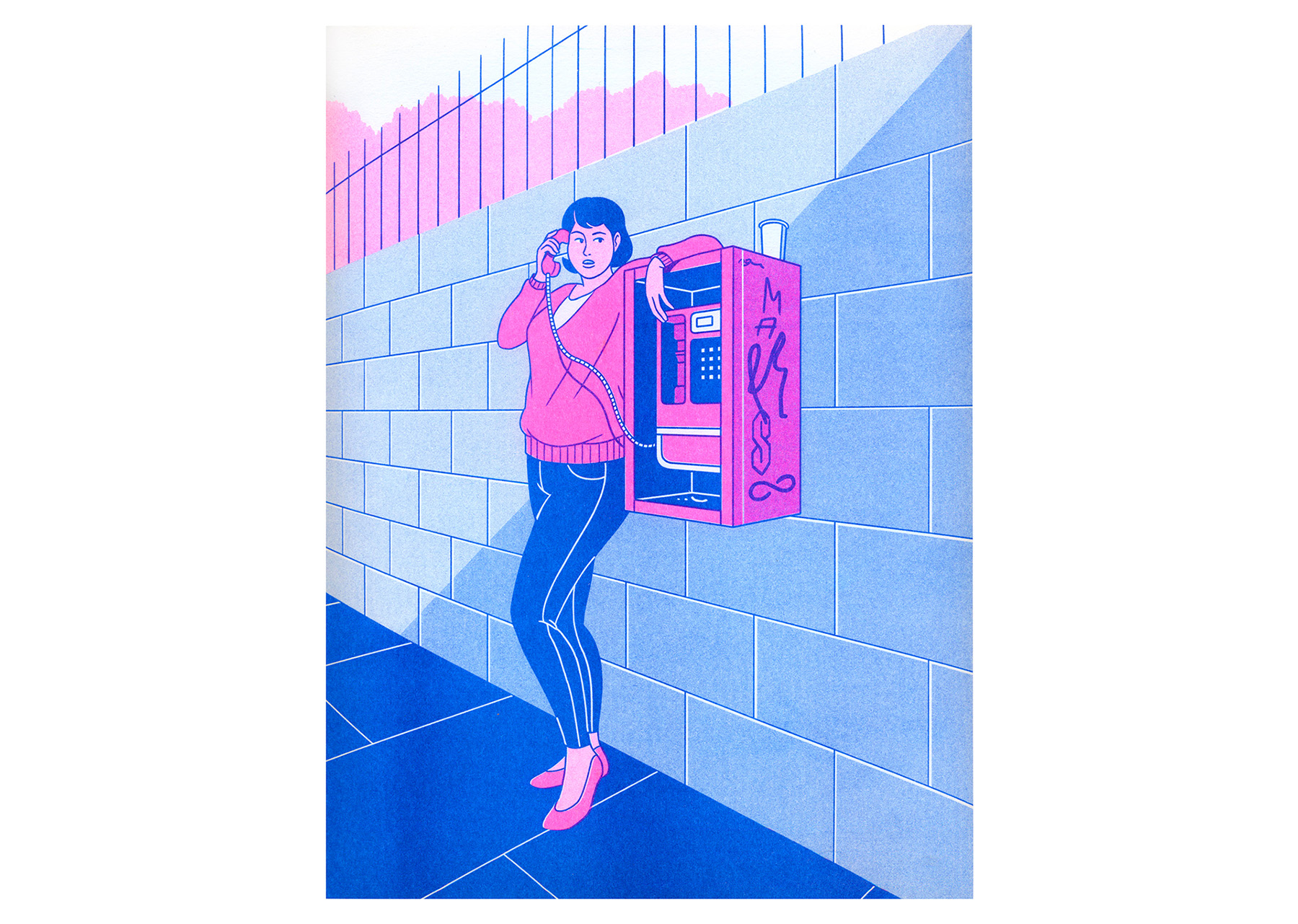 digitalart ILLUSTRATION  payphone pinup print Riso risograph.jpg