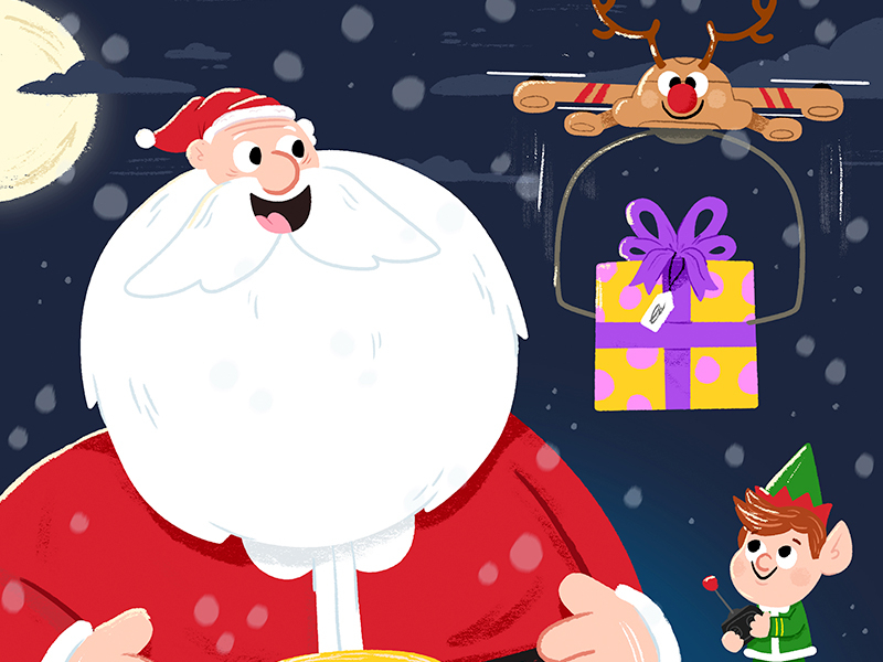 Tech-savvy Santa book character colour cute drawing fun illustration i.jpg