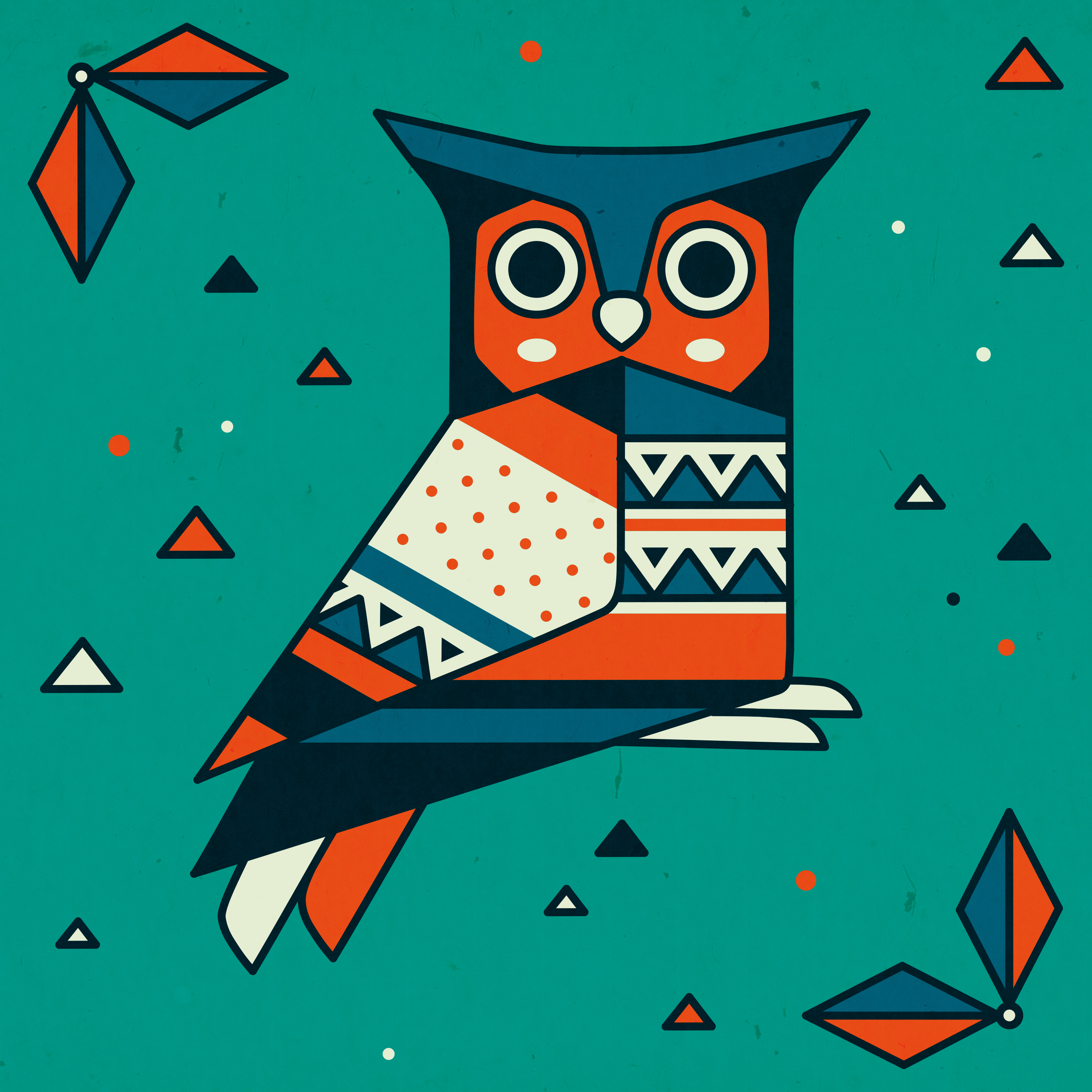 owl geometry design pattern blue orange vintage nocturnal bird color v (3).jpg