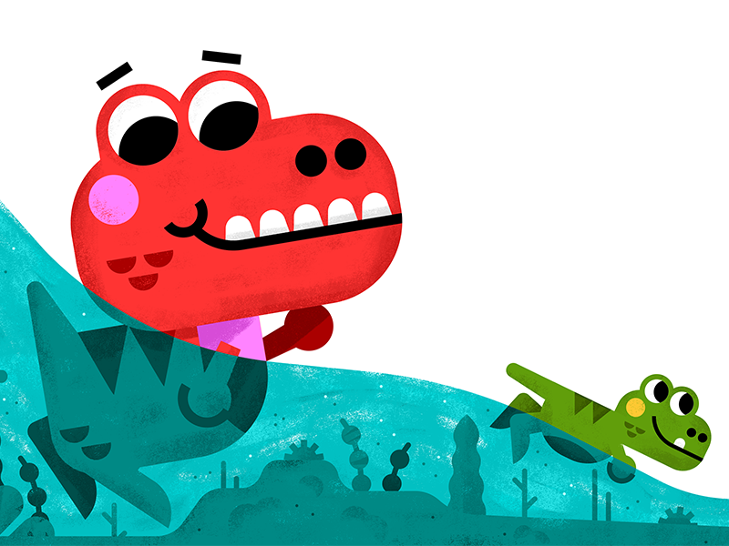 Dino paddle book cute dinosaur father fun illustration illustrator kid.png