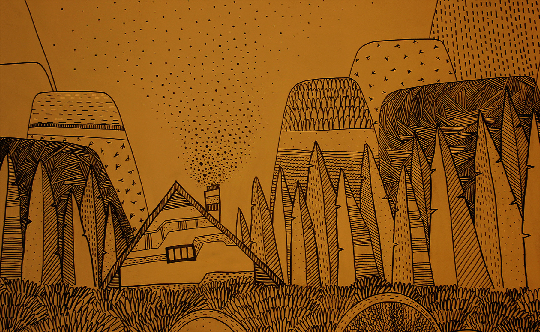 doodle wallart art house markerpens livingroom interior scenery warm d.jpg