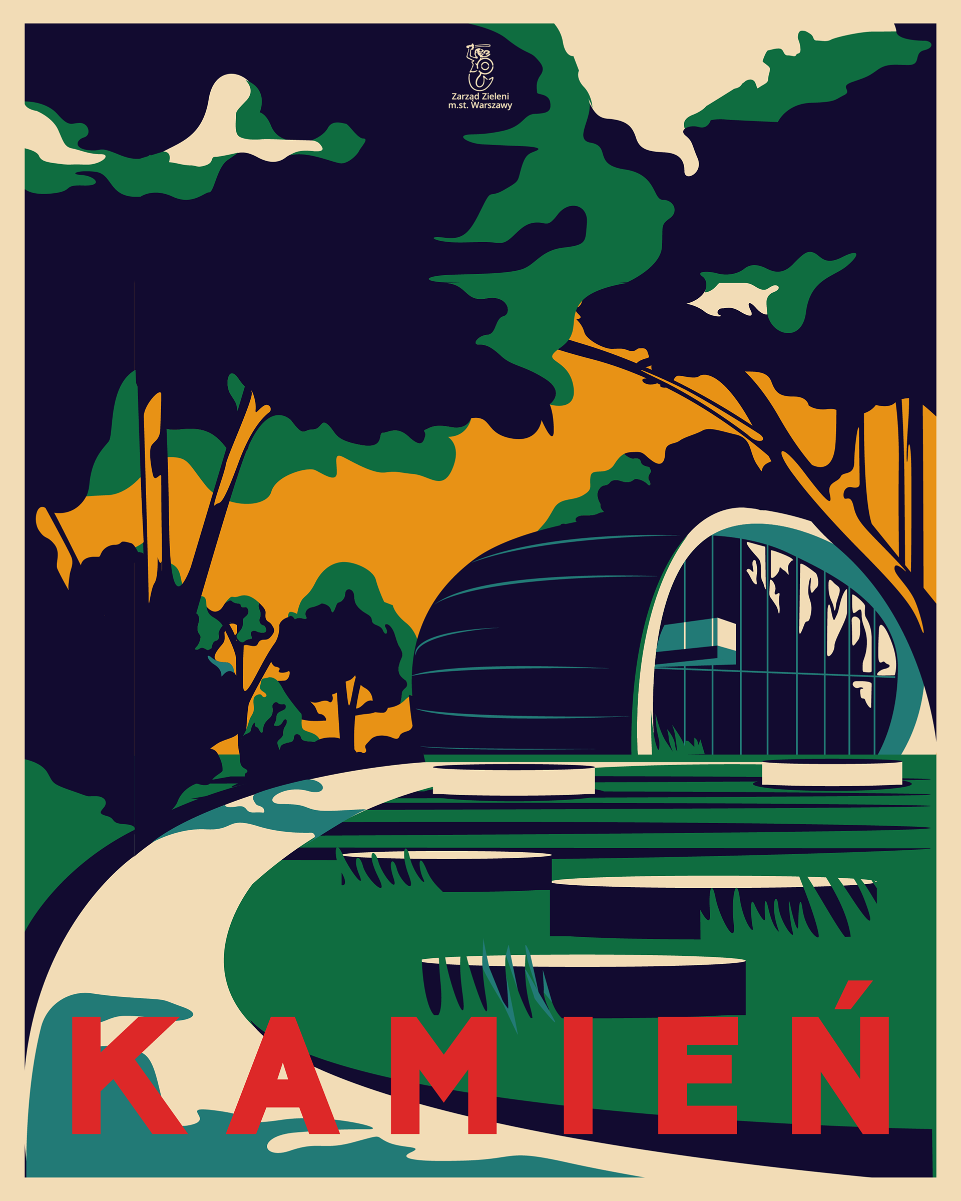 blue red white green Landscape Nature parks warsaw Warsaw Poster (6).png